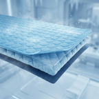 ArcticPaw cooling mat cross-section - 3 real layers: cool-touch top, quilted core, anti-slip backing